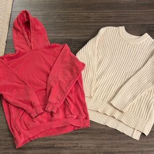Aerie Red Hoodie and Cream Sweater Set